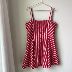 White House Black Market Red and White Striped Midi Dress